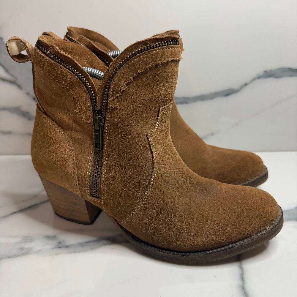Dingo Women's Brown Leather Western Rodeo Festival Ankle Boots Sz 7.5 Block Heel